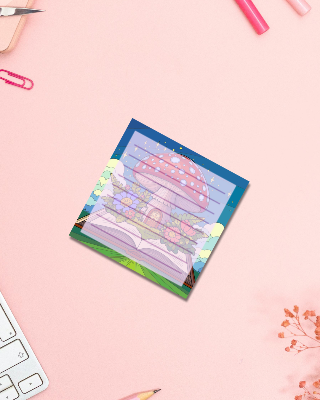 Fungi Reading Wonderland Notepad Aesthetic Cute Stationery Gift