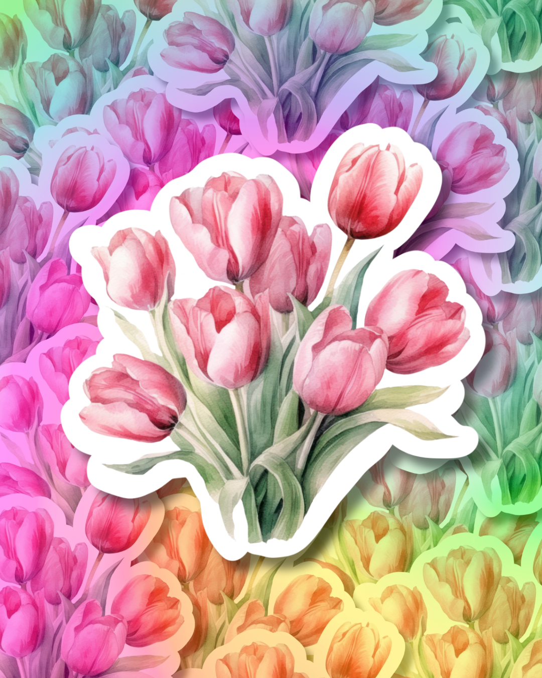 Fushia Tulips Vinyl Sticker