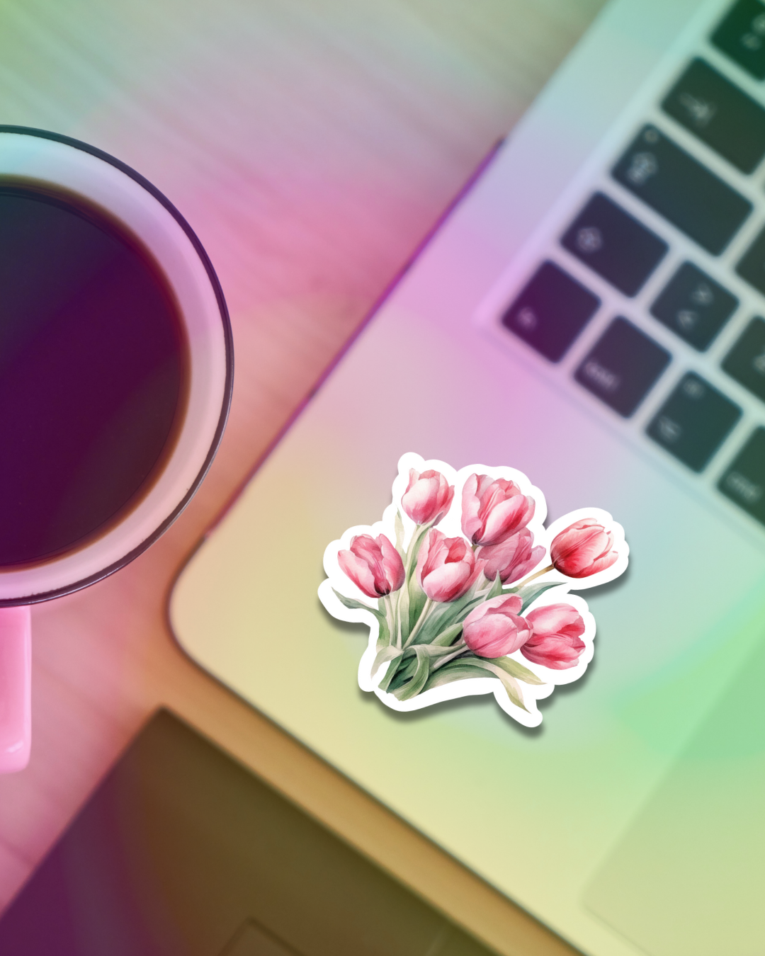 Fushia Tulips Vinyl Sticker