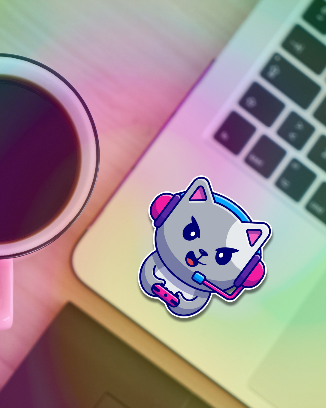 Gamer Cat Madness Vinyl Sticker