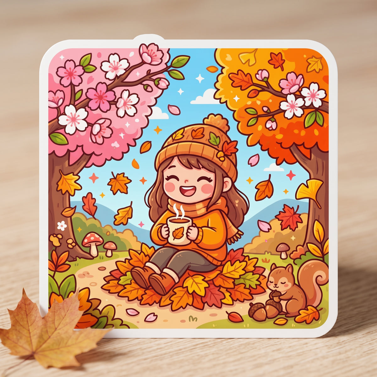 Autumn Girl Holographic Vinyl Sticker