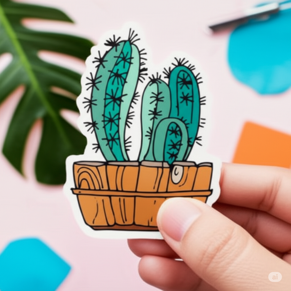 Cactus Pot Vinyl Sticker