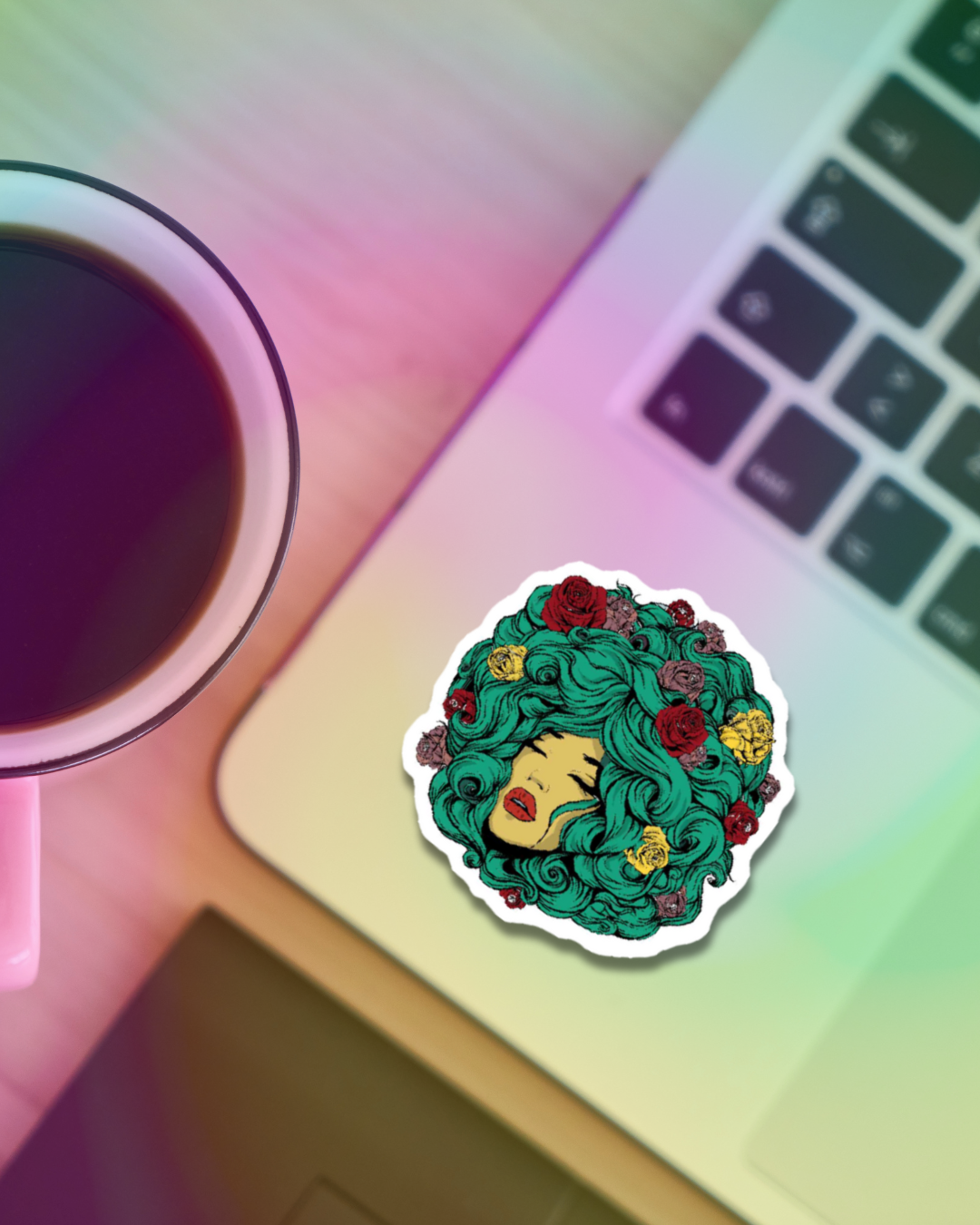 Girl of Roses Vinyl Sticker