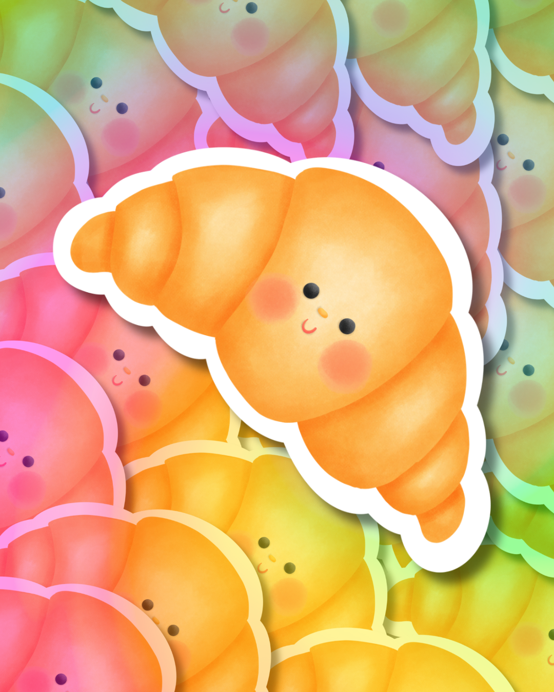 Happy Croissant Vinyl Sticker