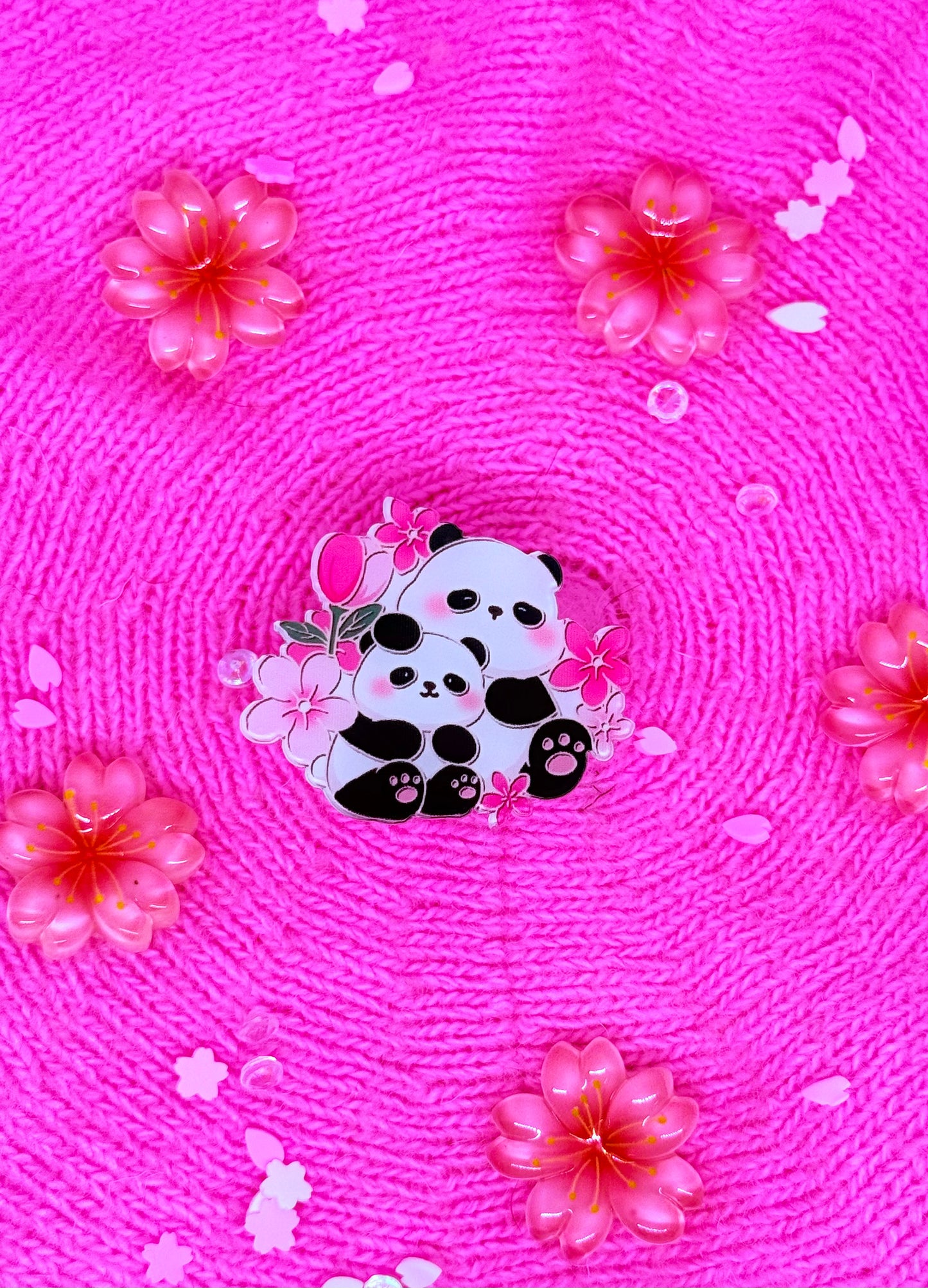 Flowered Panda Acrylic Pin