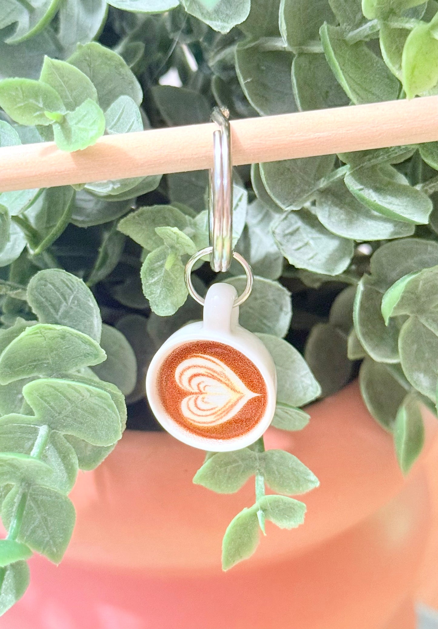 White Coffee Mug Keychain