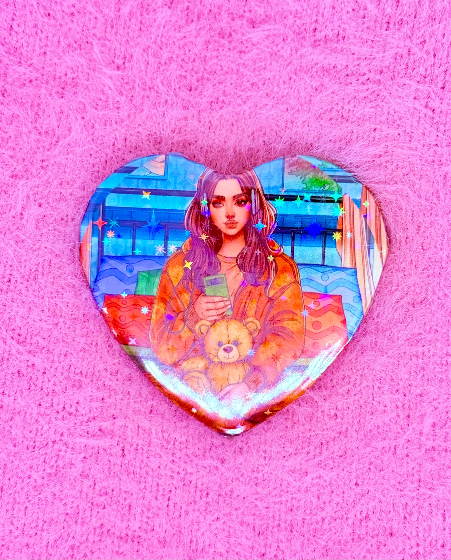 Musical Girl Heart Button Pin