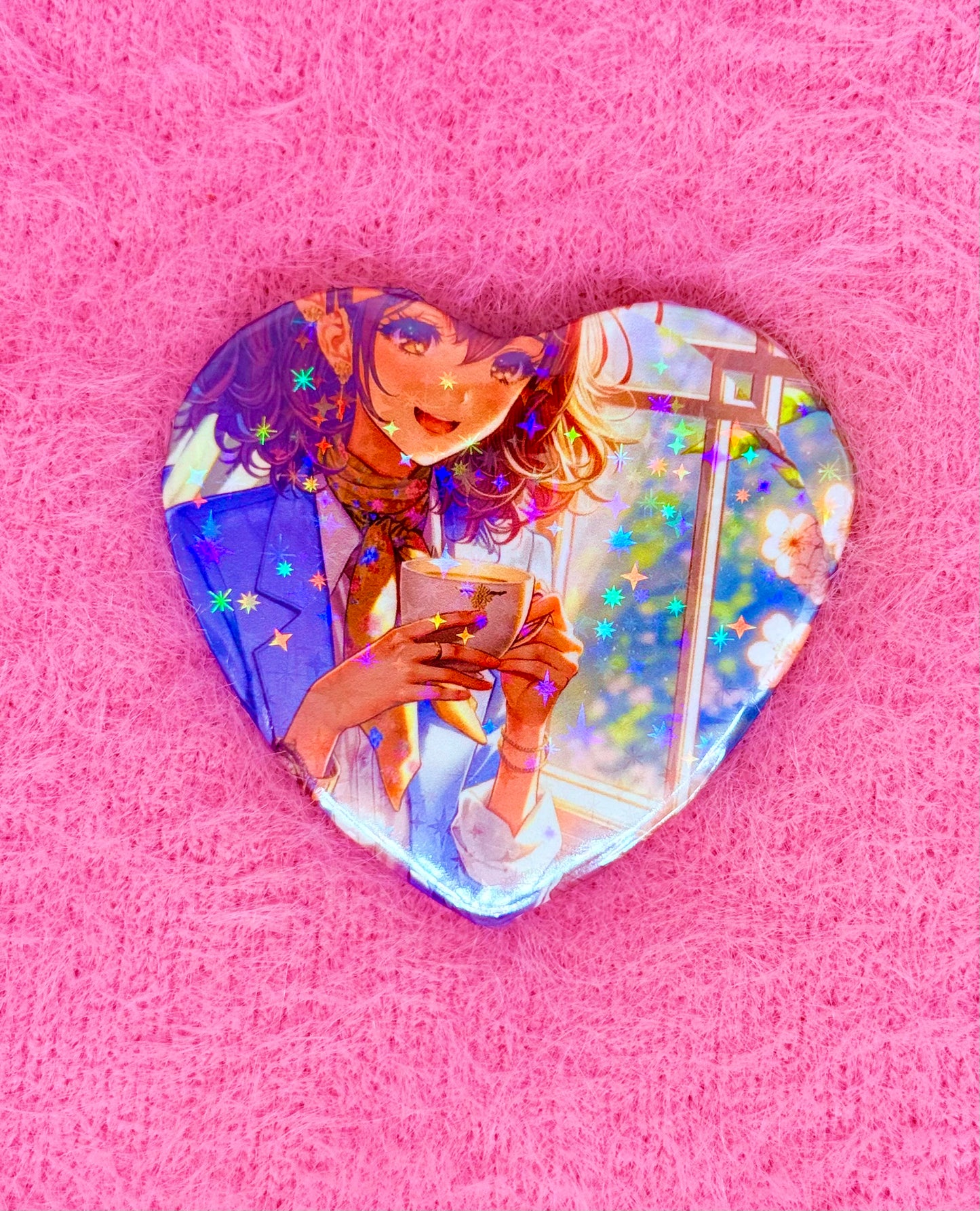 Coffee Talk Heart Button Pin