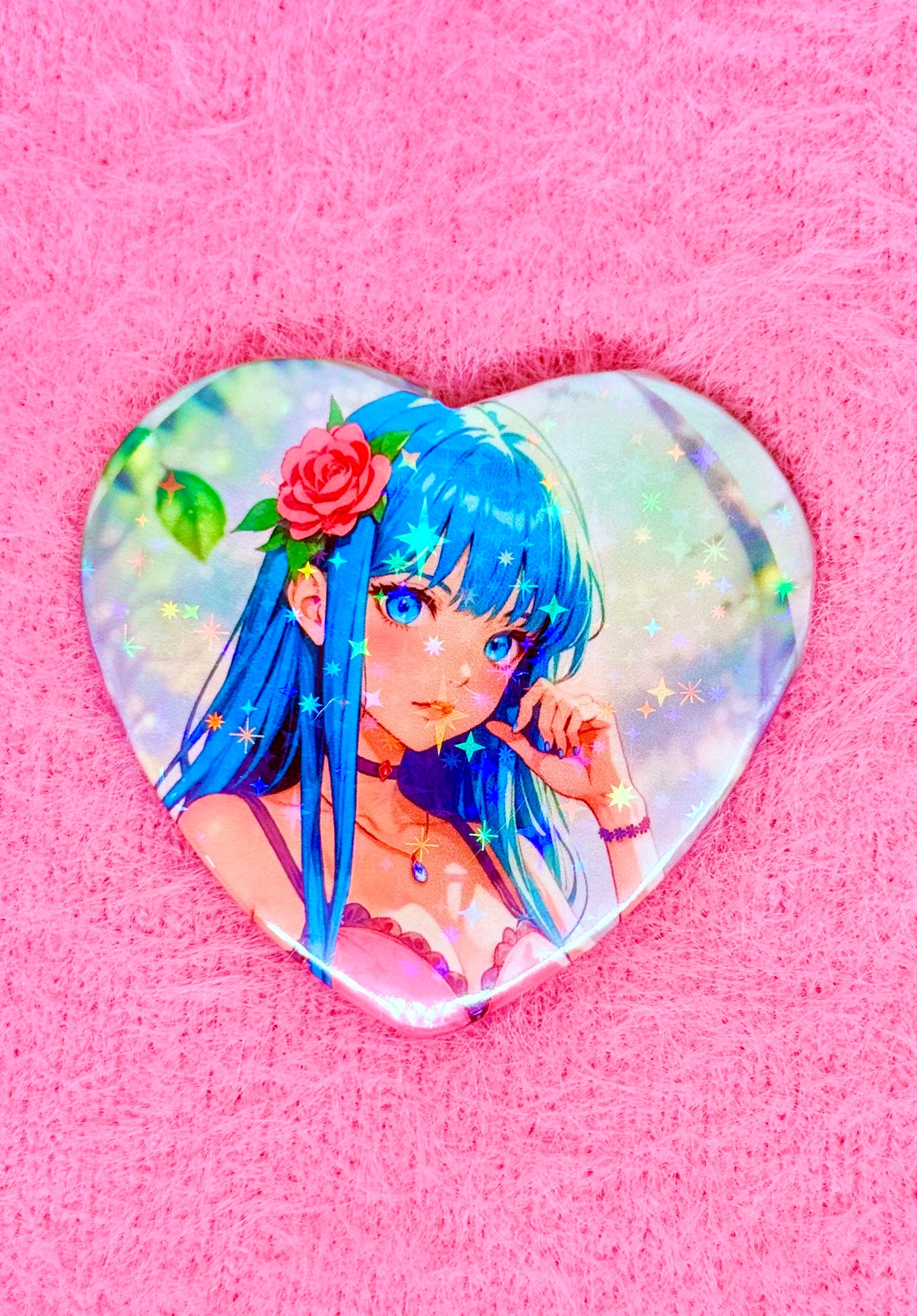 Tropical Girl Heart Button Pin