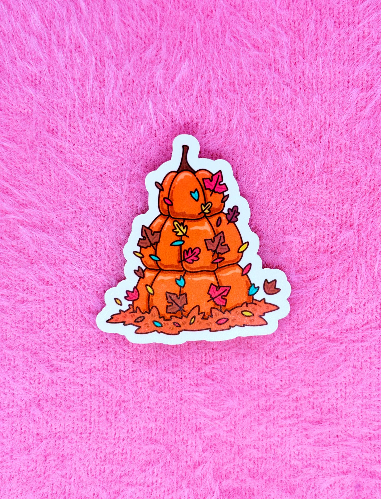 Pumpkin Maple Leaf Stack Vinyl Sticker