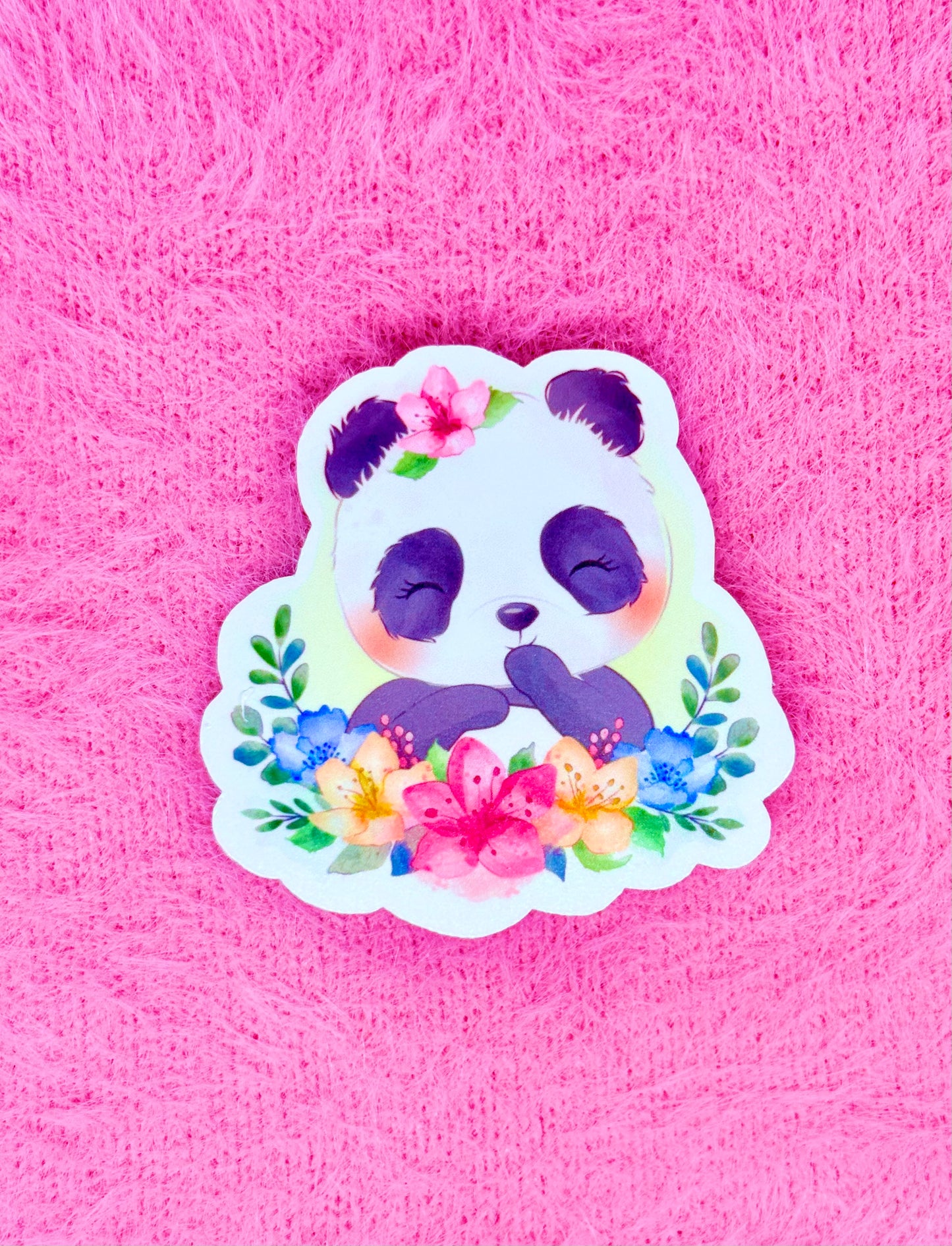 Flowered Panda Vinyl Sticker