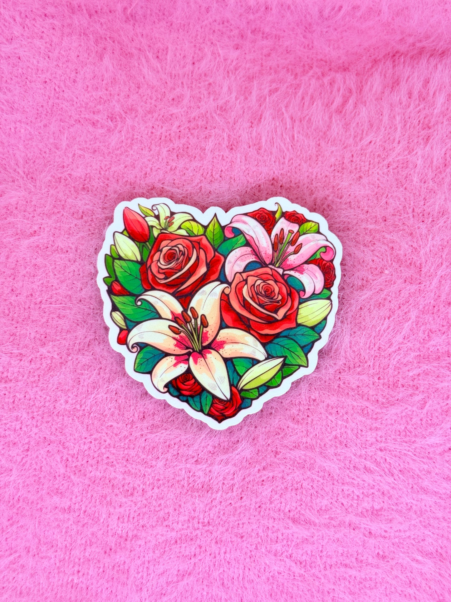 Rose Heart Bouquet Vinyl Sticker