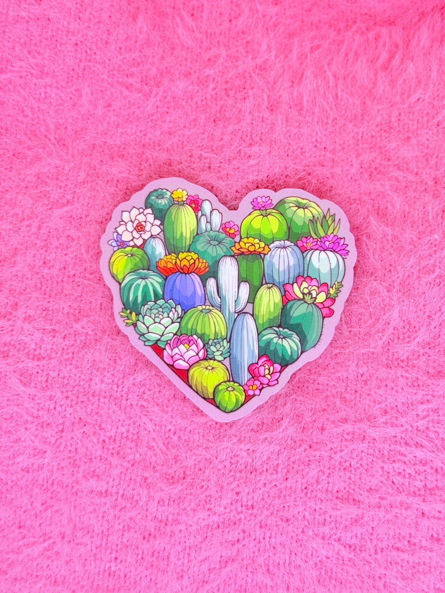 Heart Cactus Vinyl Sticker
