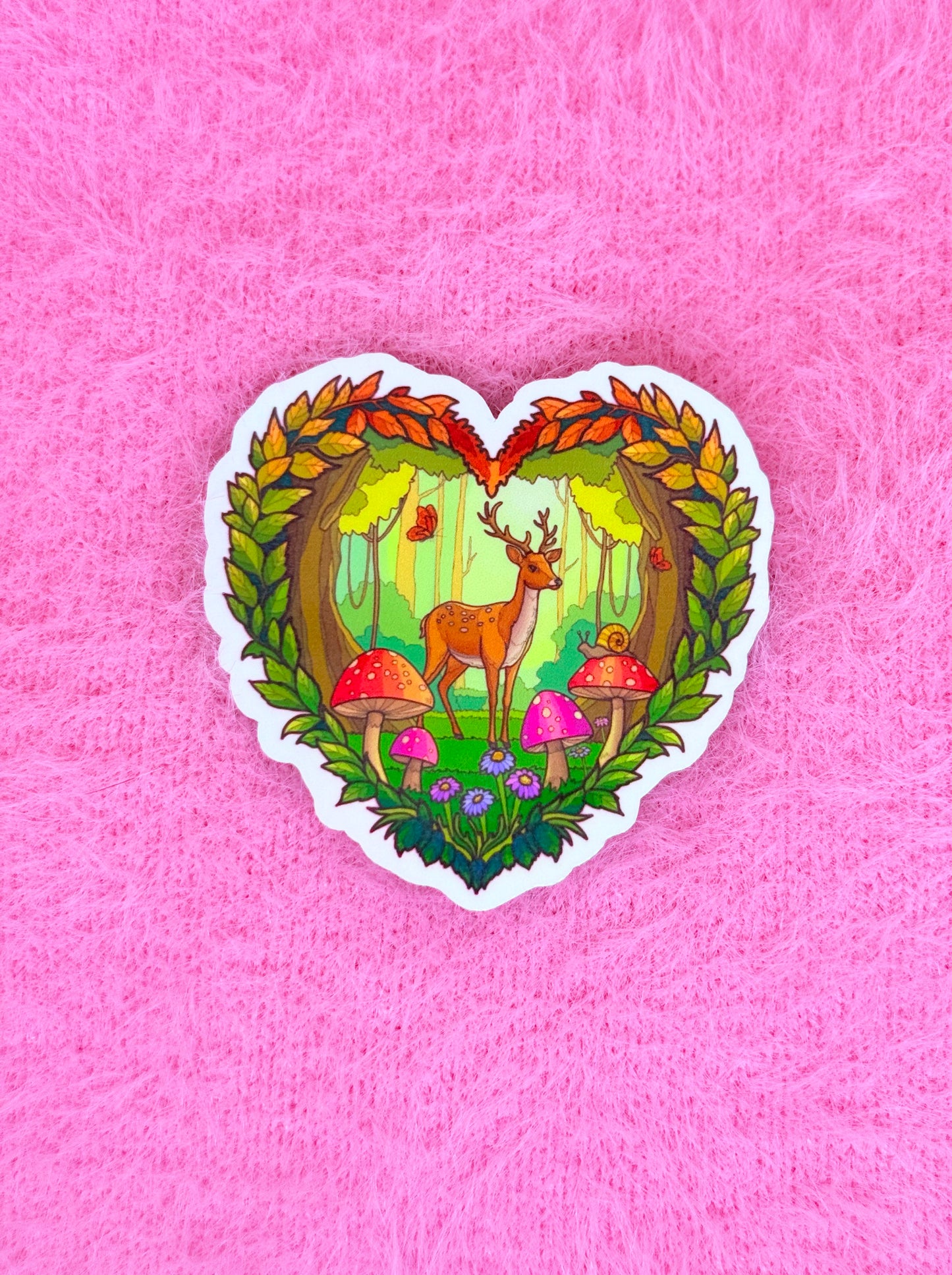 Heart Deer Forest Vinyl Sticker