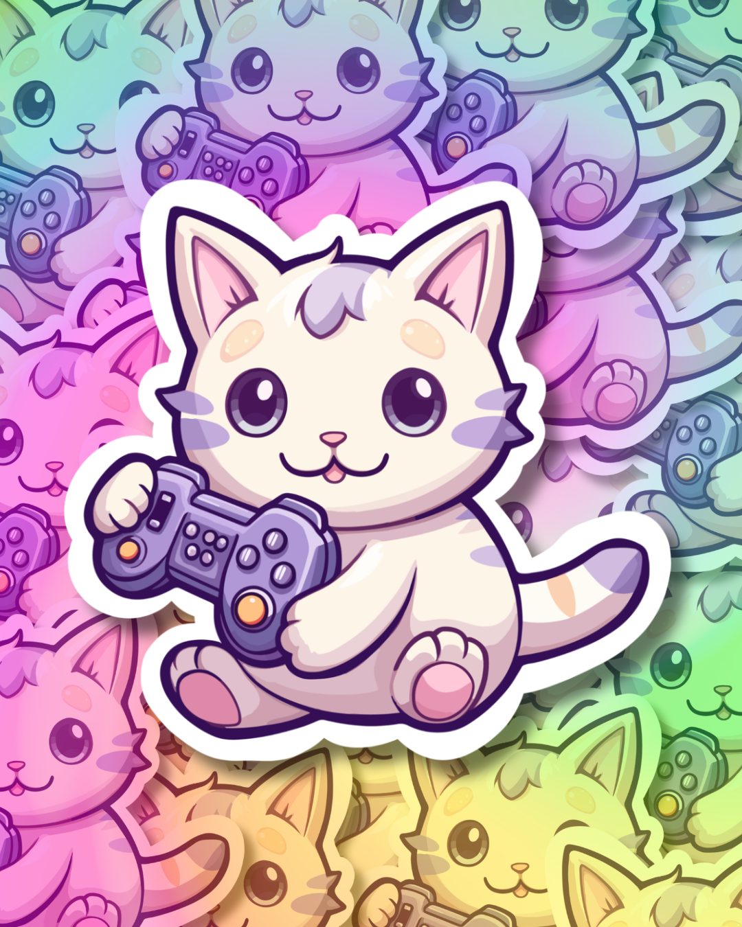 Joy Gamer Cat Vinyl Sticker