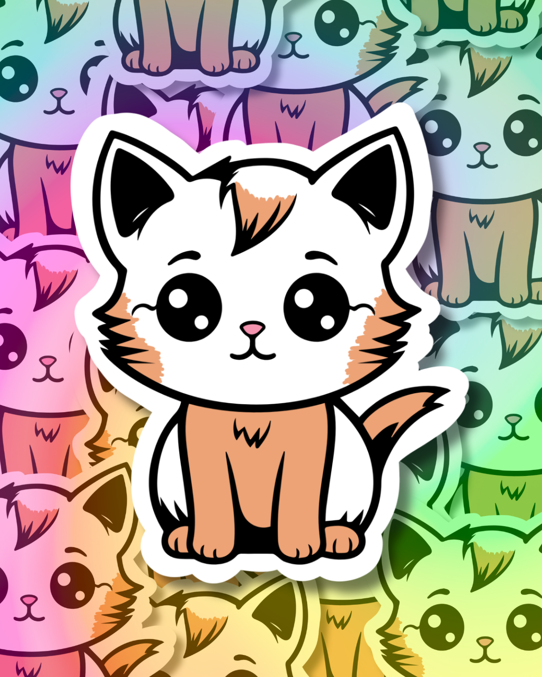 Kawaii Brown Cat Vinyl Sticker