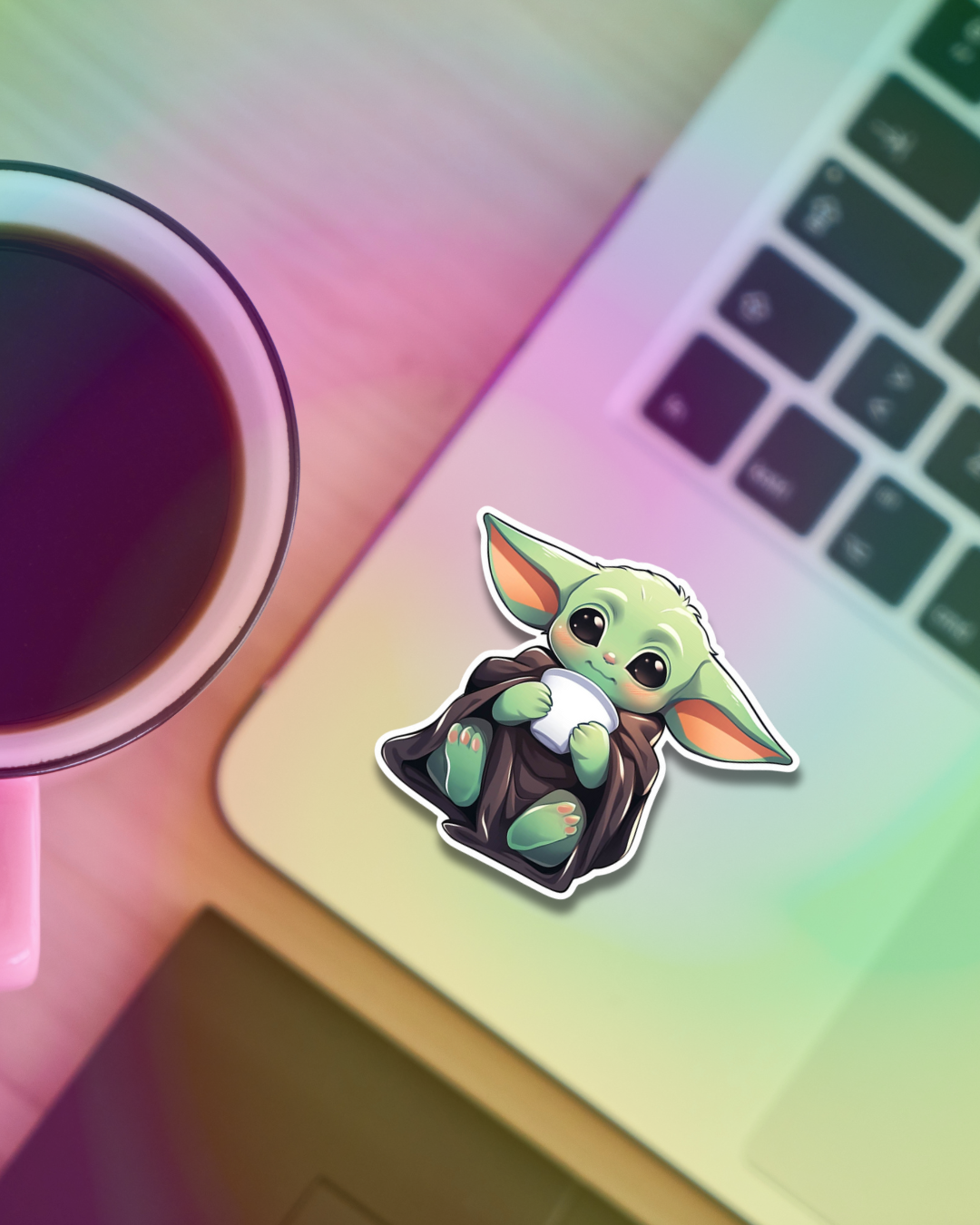 Kawaii Baby Yoda Vinyl Sticker