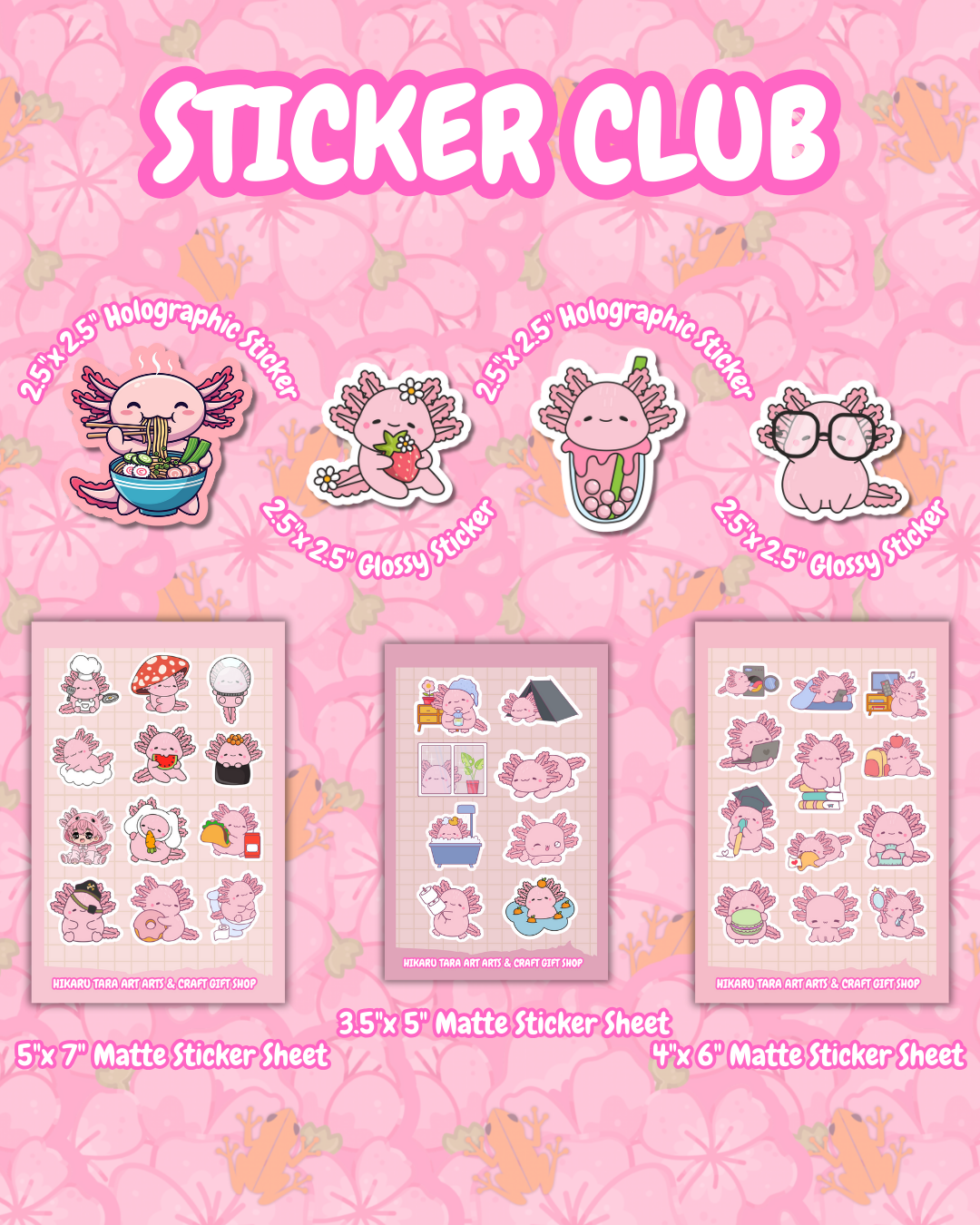 🐚January Sticker Club: Pinky Axolotl🐚