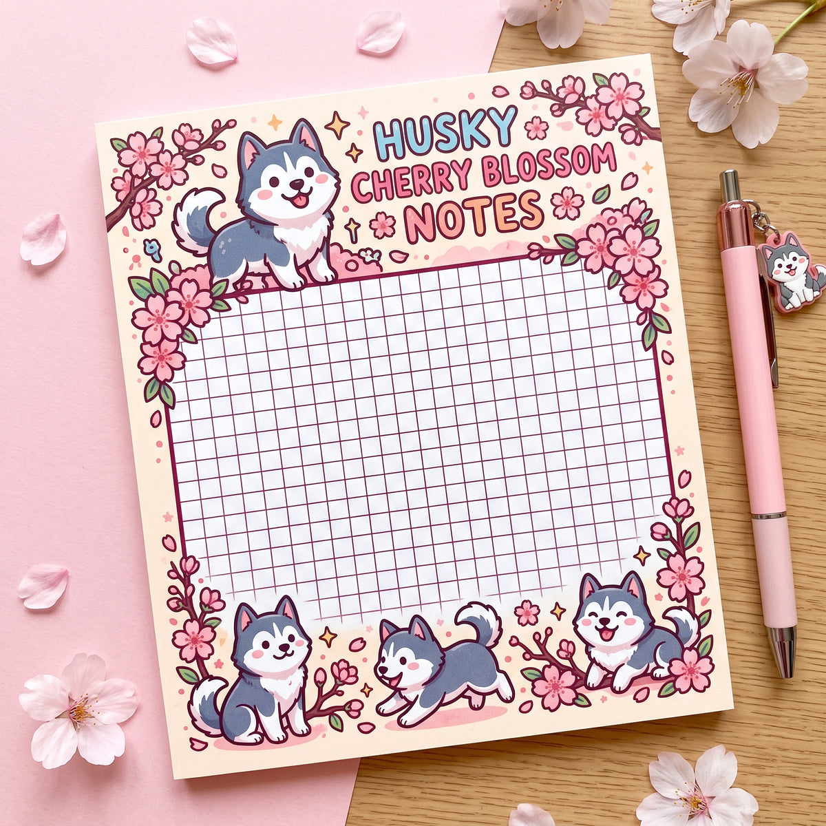 Husky Cherry Blossom Notes Notepad