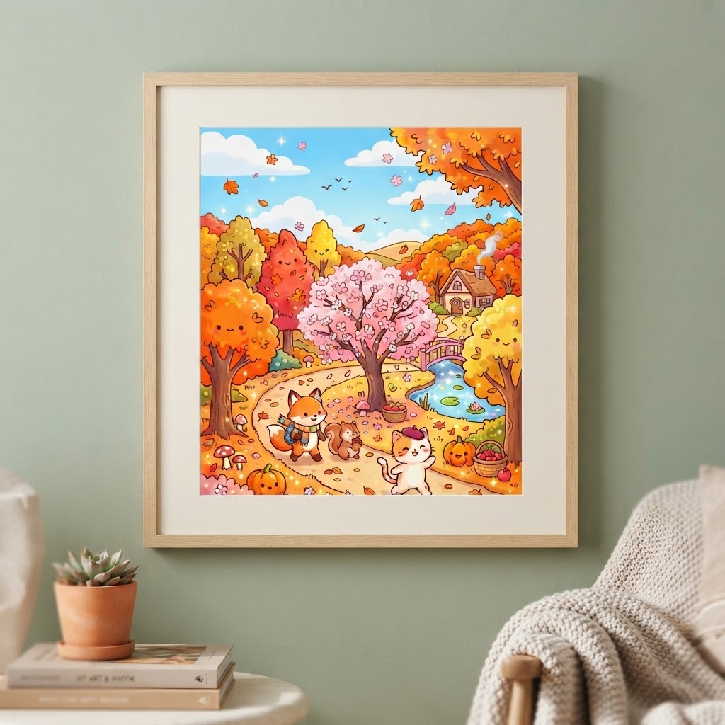 Sakura in Autumn Art Print