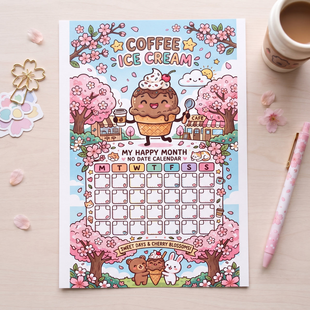 Coffee Ice Cream Digital Calendar