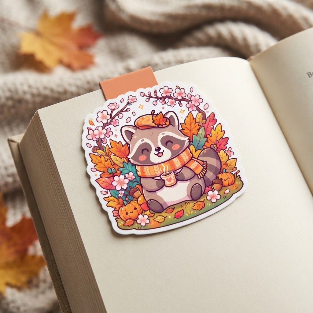 Autumn Raccoon Magnetic Bookmark