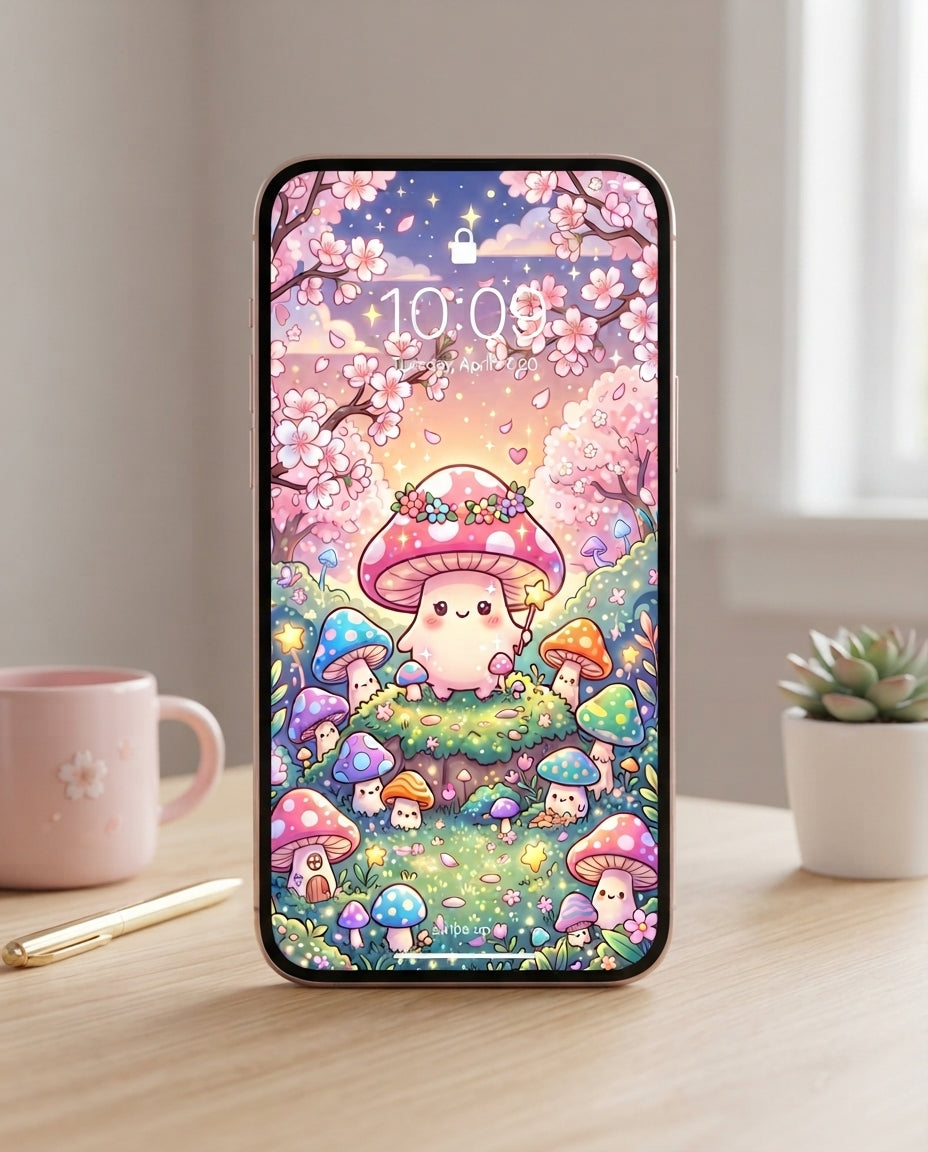 Magic Mushroom Garden Phone Wallpaper
