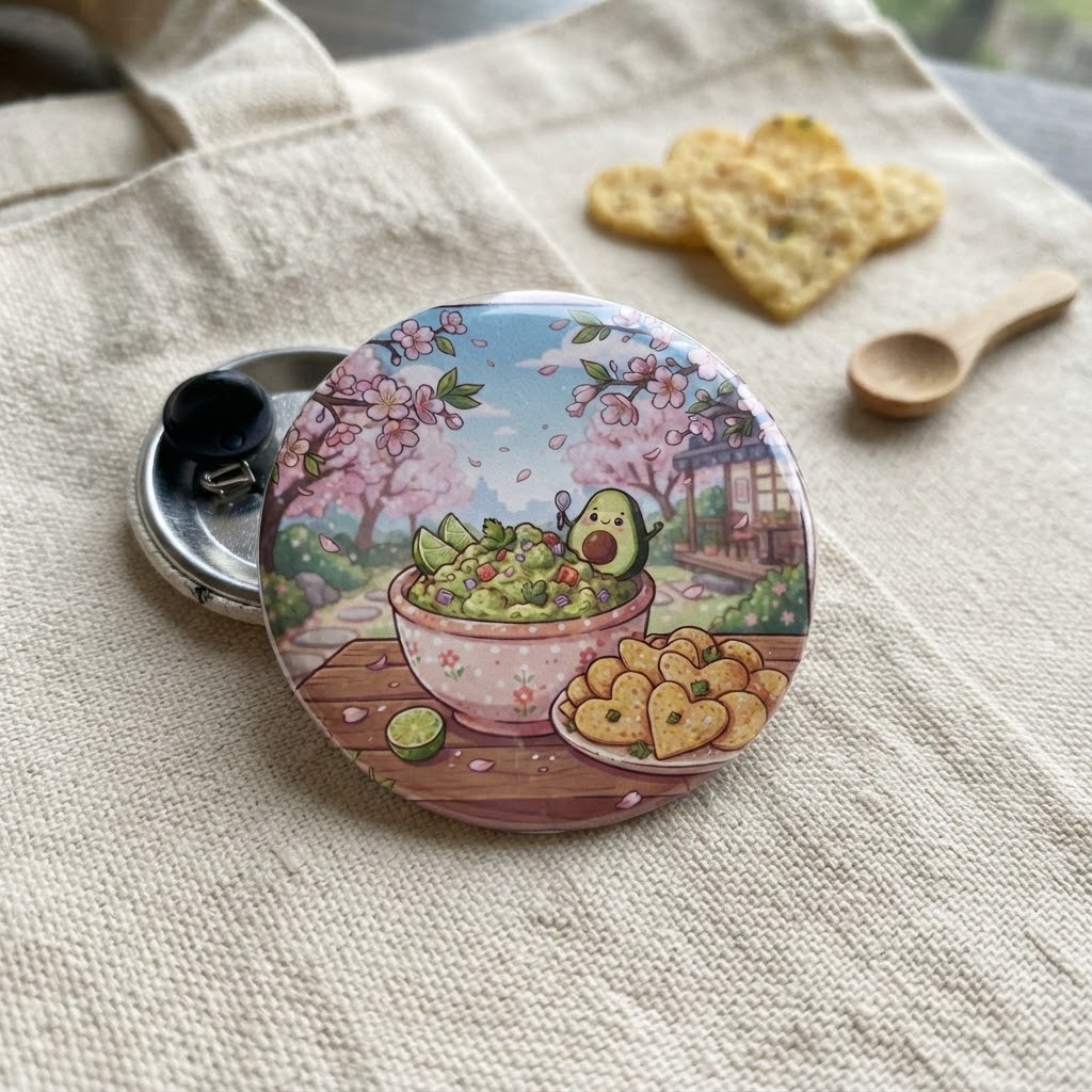 Guac & Chips Button Pin