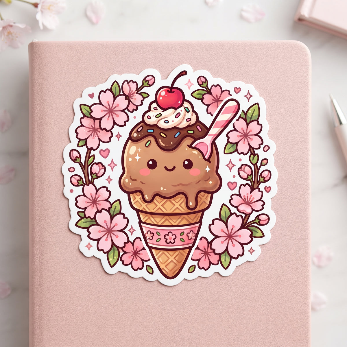 Sakura Coffee Ice Cream Mini Sticker