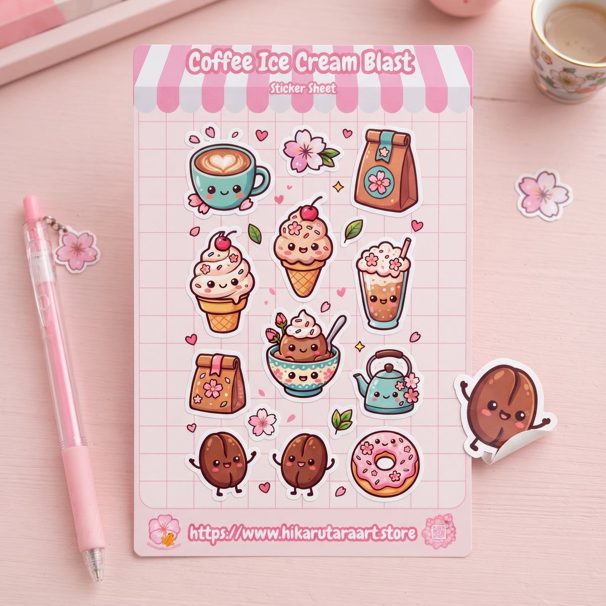 Coffee Ice Cream Blast Holographic Sticker Sheet