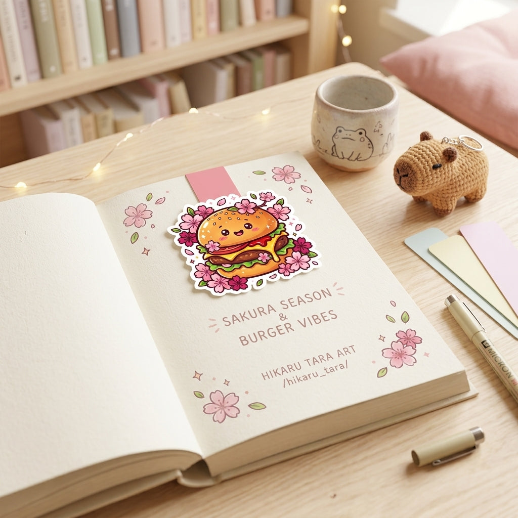 Sakura Cheeseburger Magnetic Bookmark