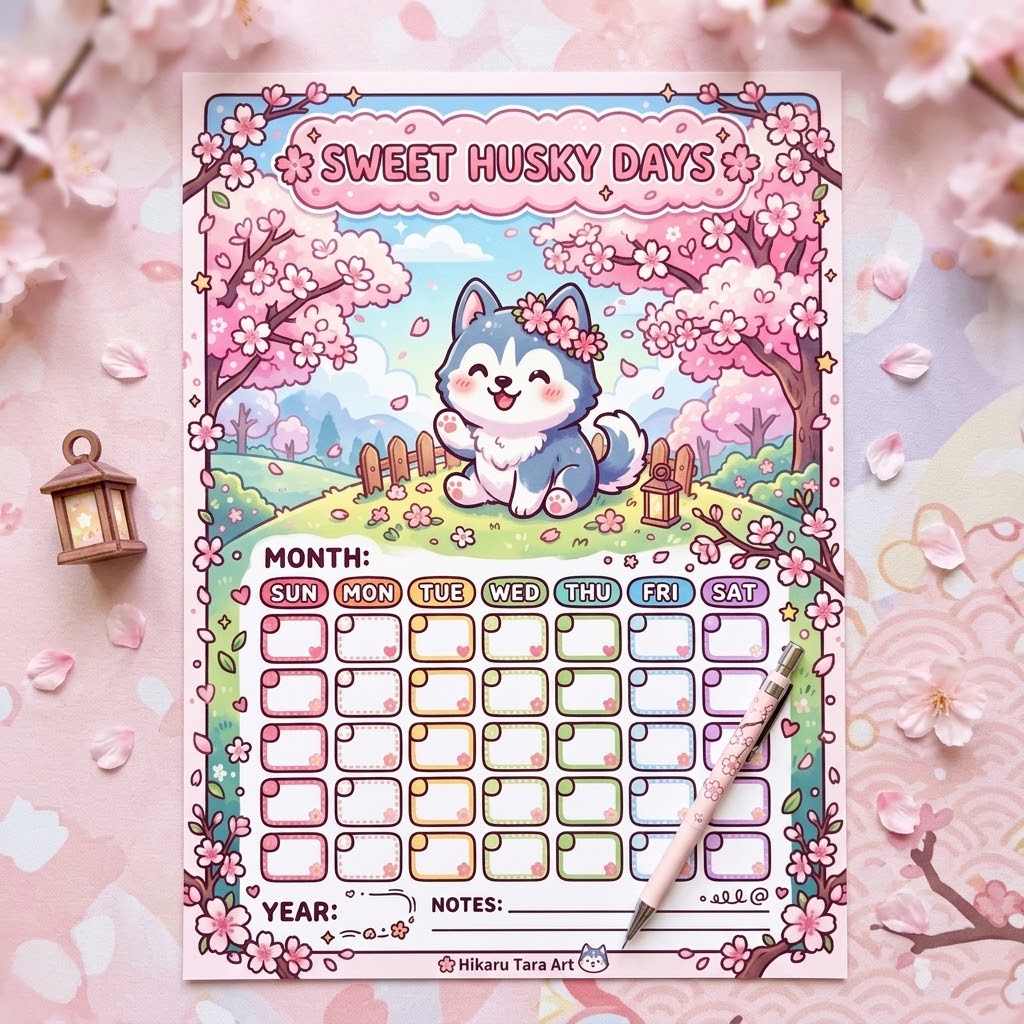 Sweet Husky Days Digital Calendar