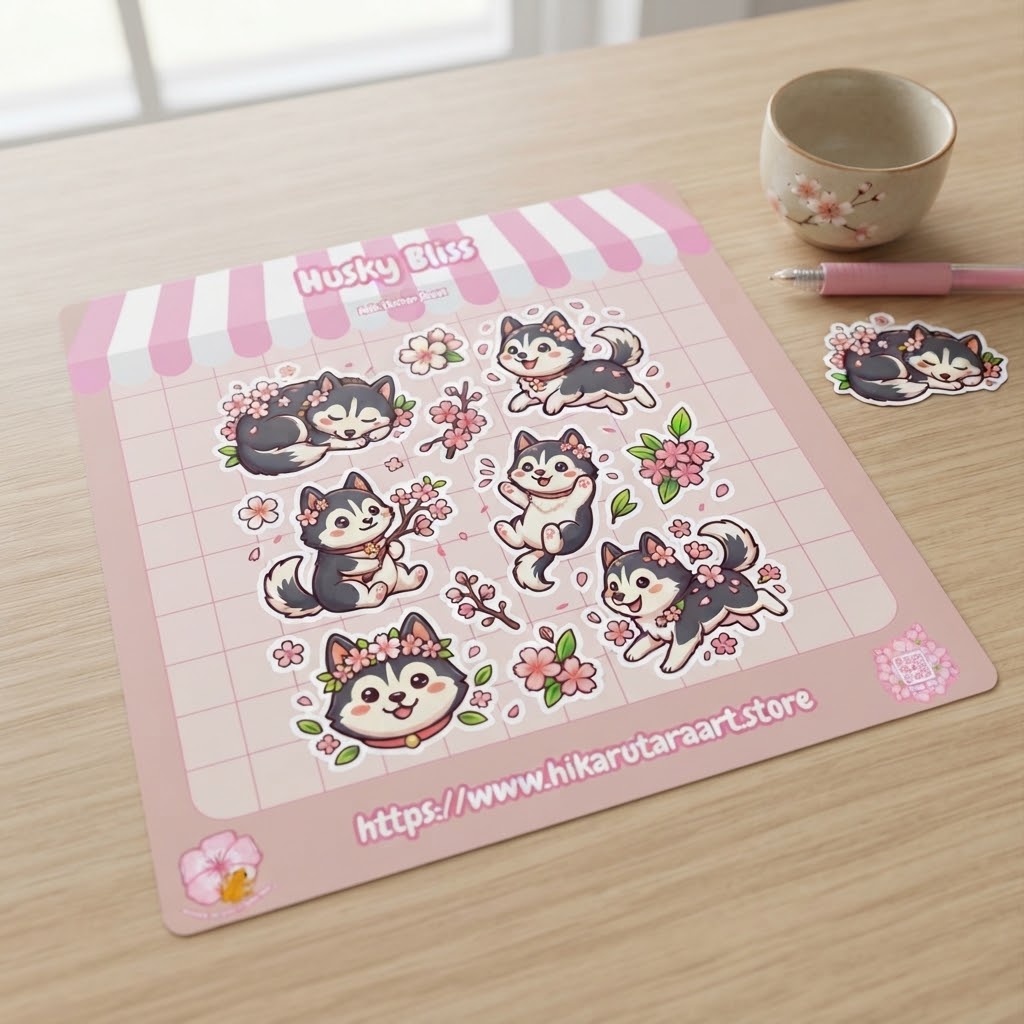 Husky Bliss Holographic Mini Sticker Sheet