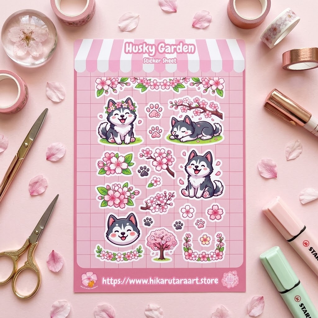 Husky Garden Holographic Planner Sticker Sheet