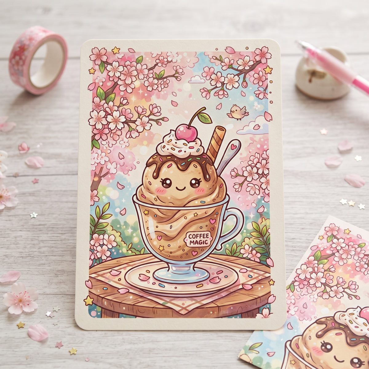 Coffee Ice Cream Magic Postcard