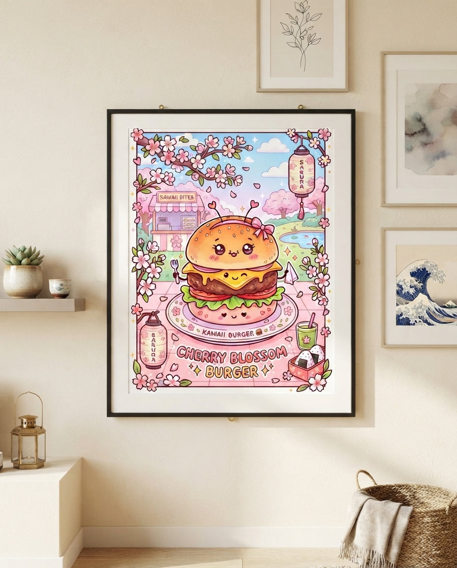 Cherry Blossom Burger Art Print