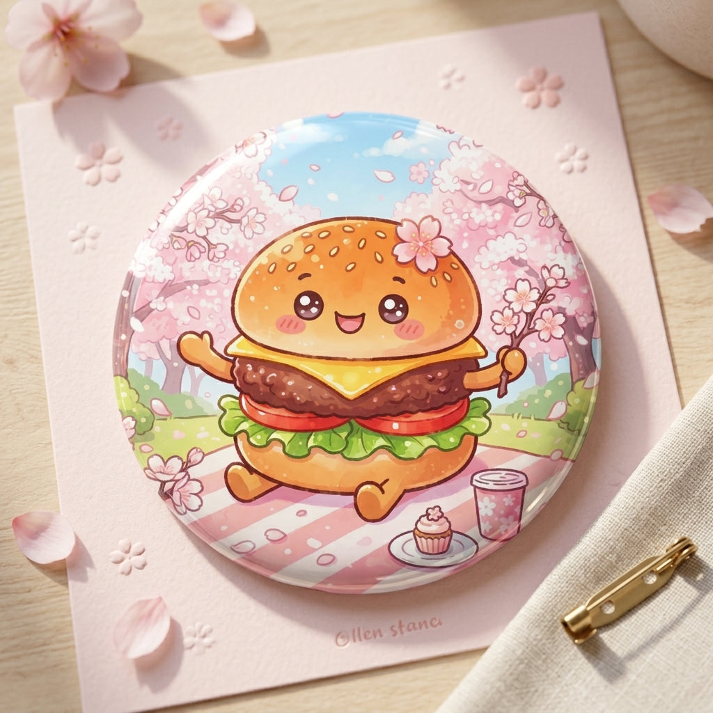 Cheeseburger Picnic Big Button Pin