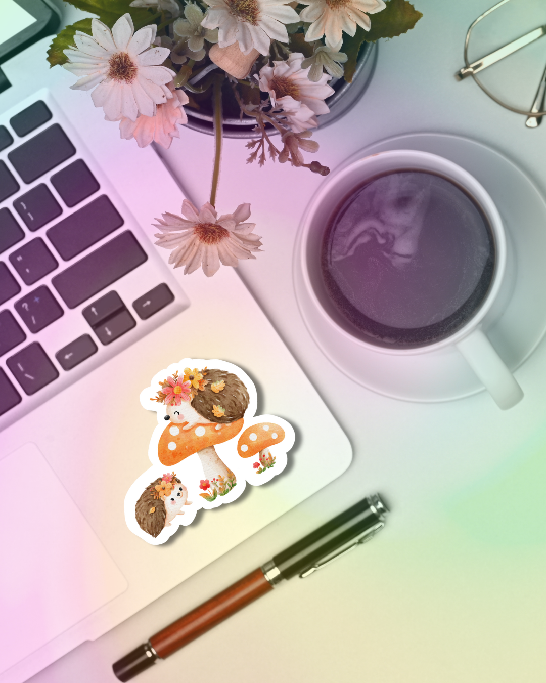 Mushroom Hedgehog Vinyl Sticker