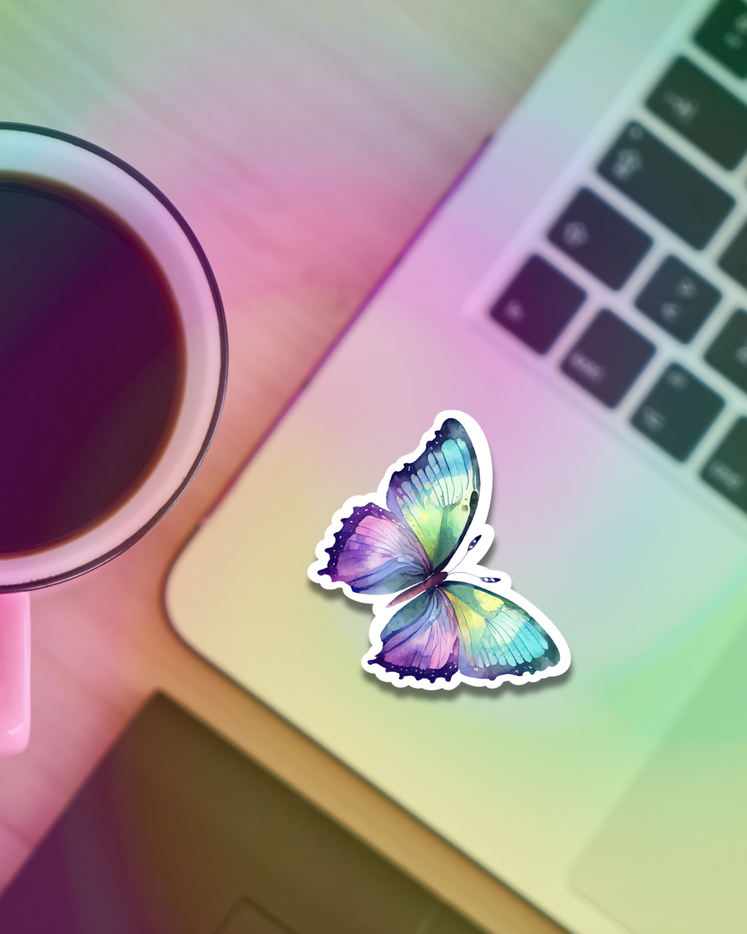 Neon Butterfly Vinyl Sticker