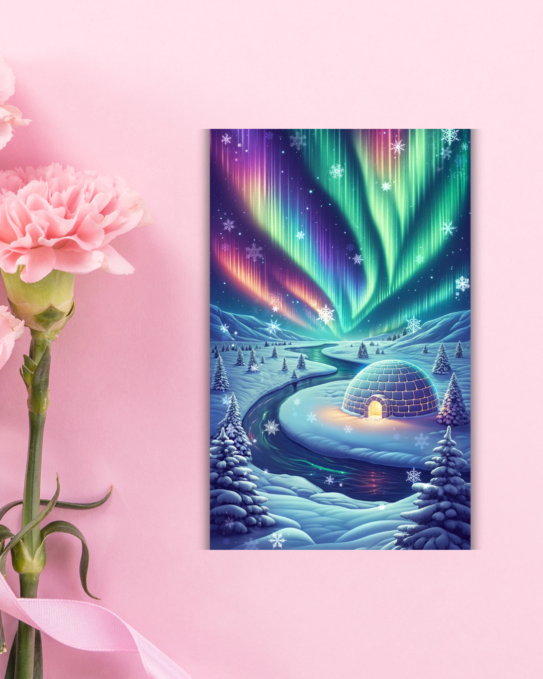 Northern Lights Igloo Art Print Aesthetic Gift Decor
