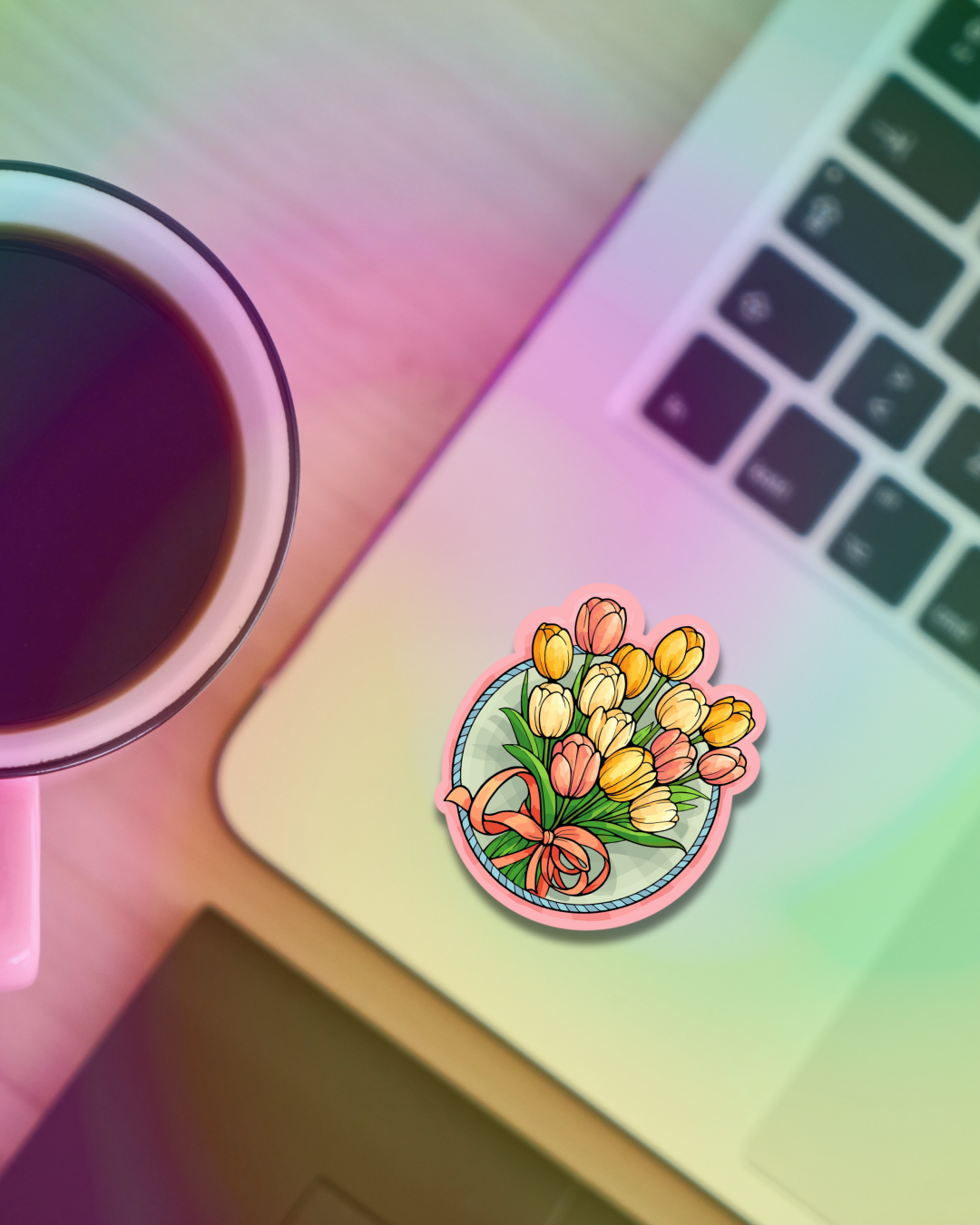 Pastel Tulips Vinyl Sticker