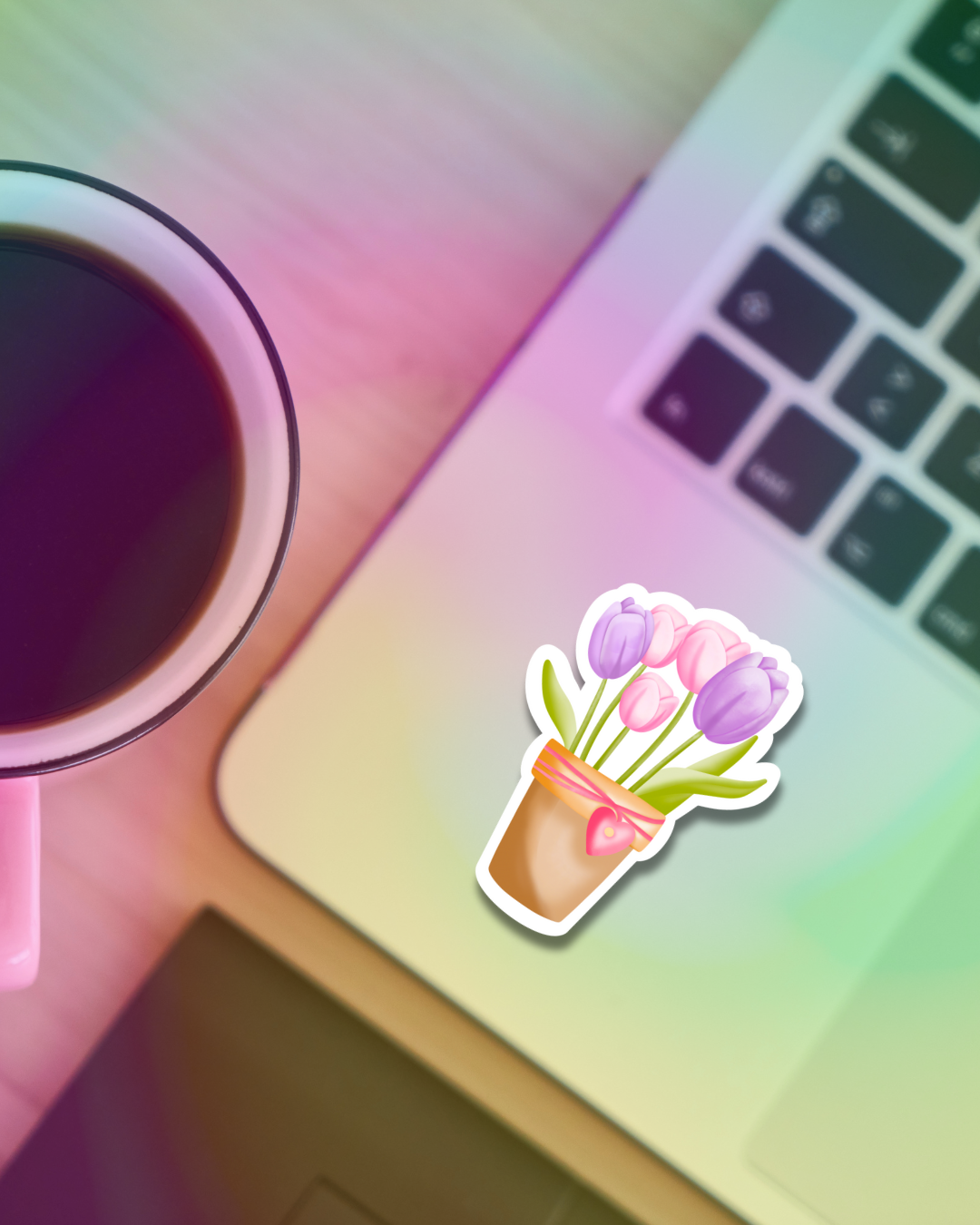 Pink-Purple Tulips Vinyl Sticker