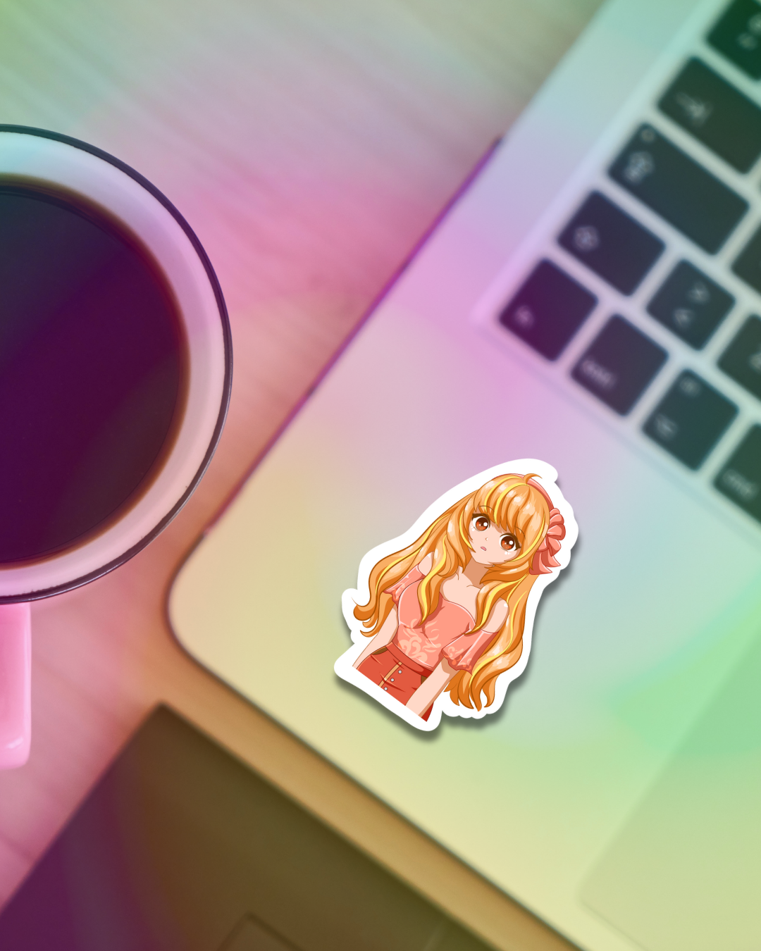 Pink Anime Girl Vinyl Sticker