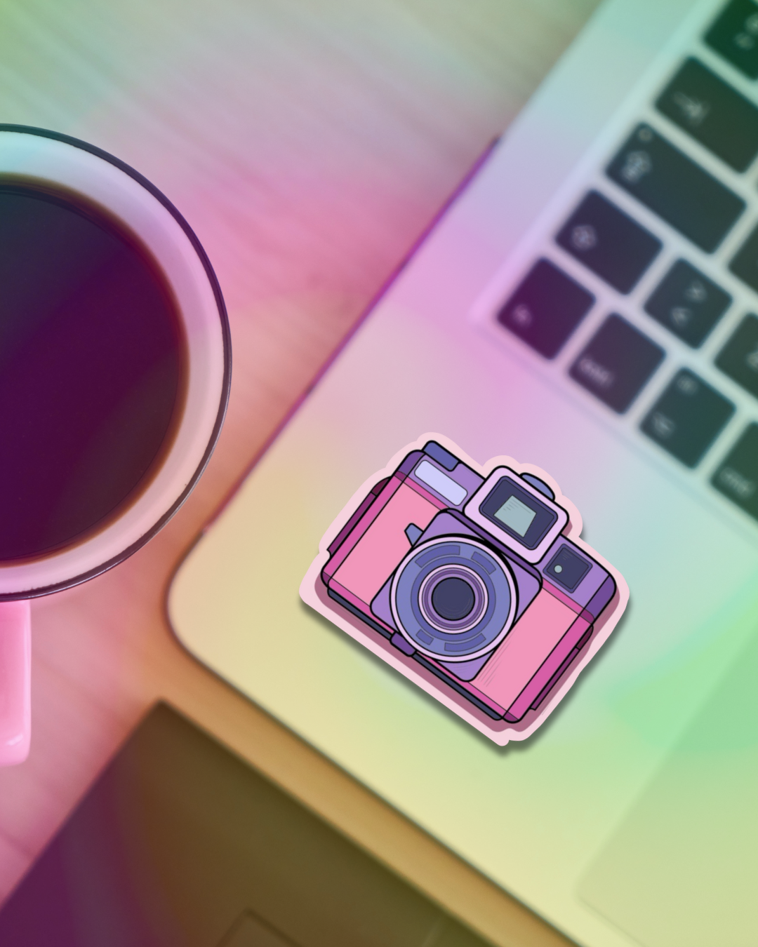 Pink Camera Vinyl Sticker