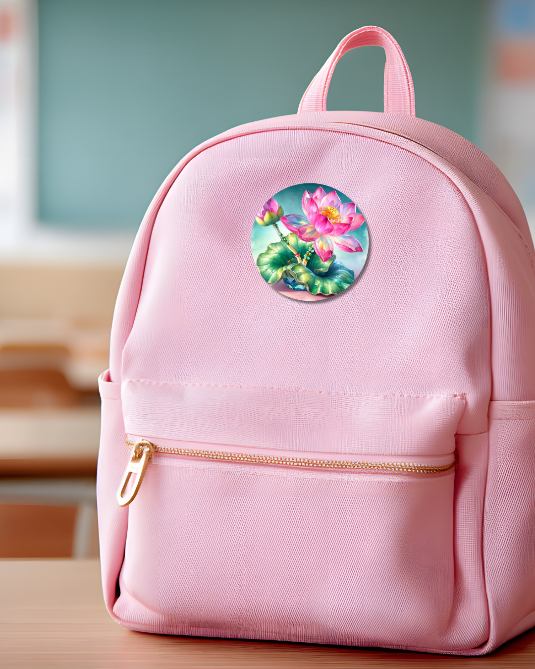 Pink Crystal Flower Button Pin