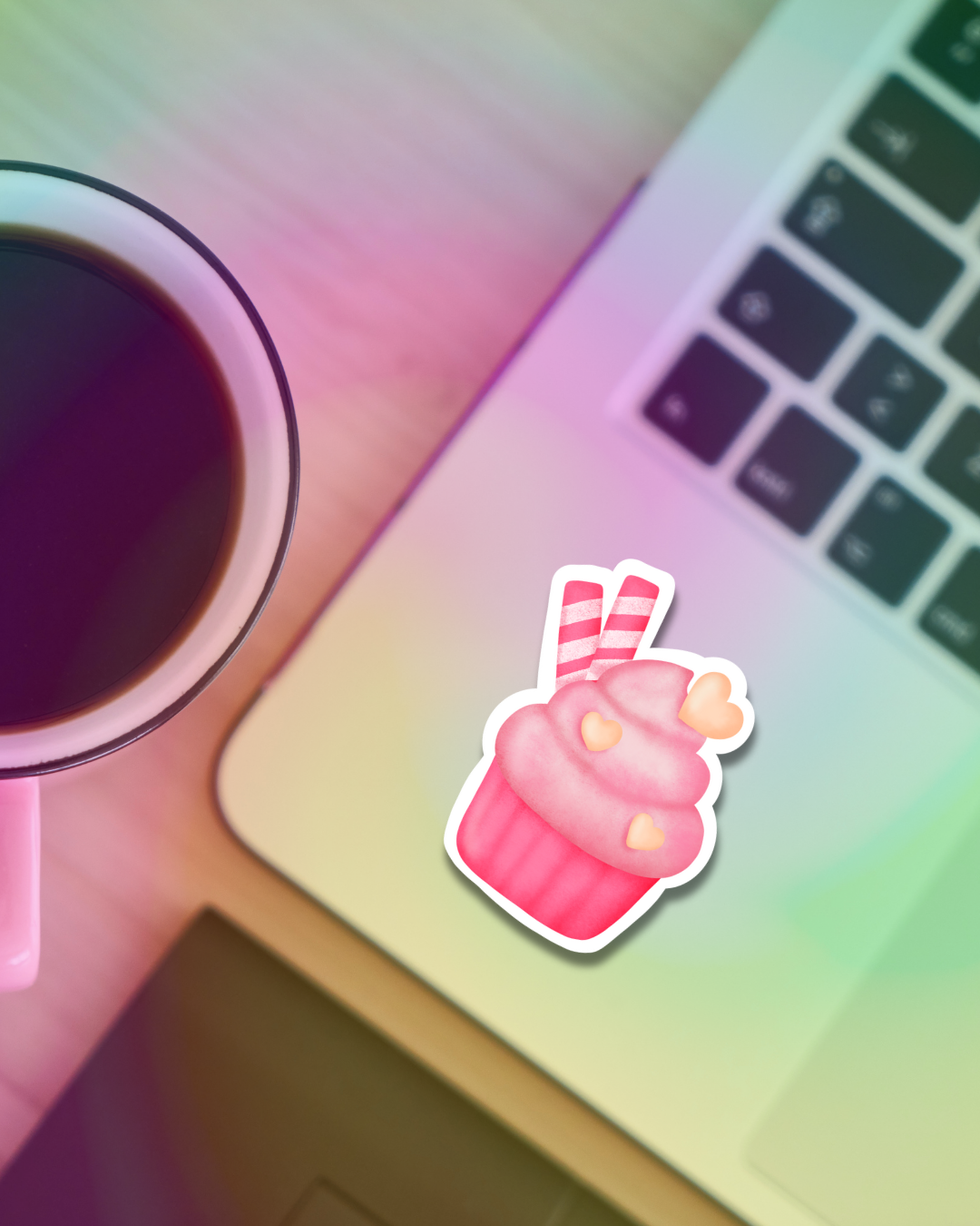 Pink Cupcake Vinyl Sticker