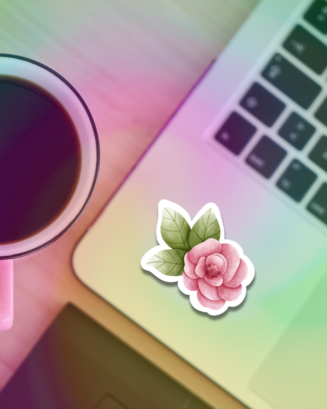 Pink Flower Vinyl Sticker