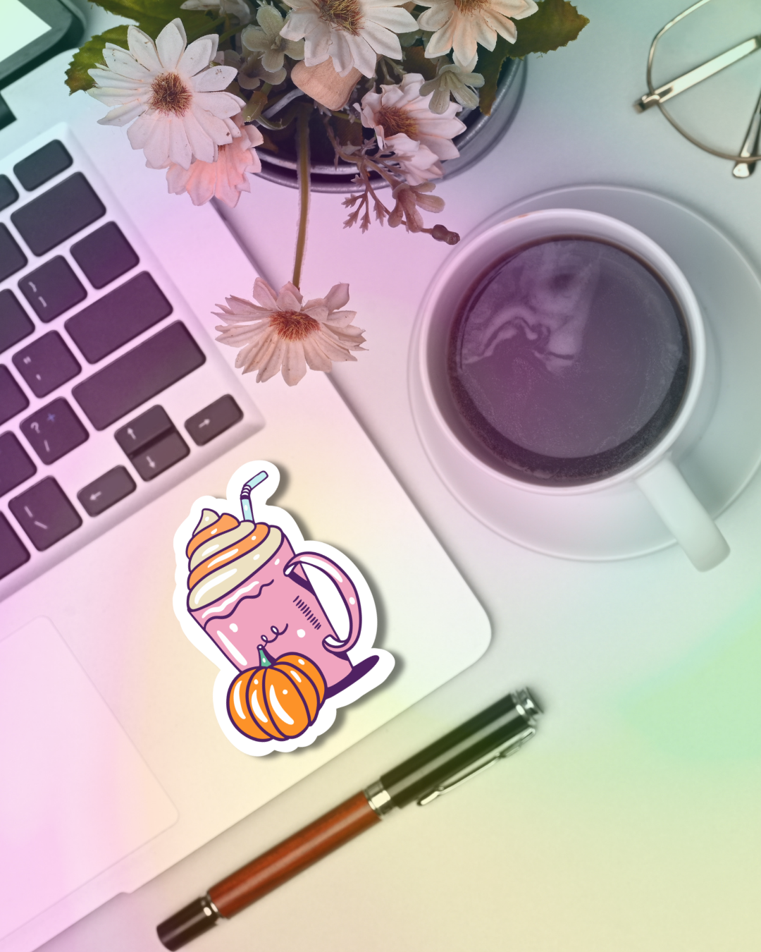 Pink Pumpkin Latte Vinyl Sticker