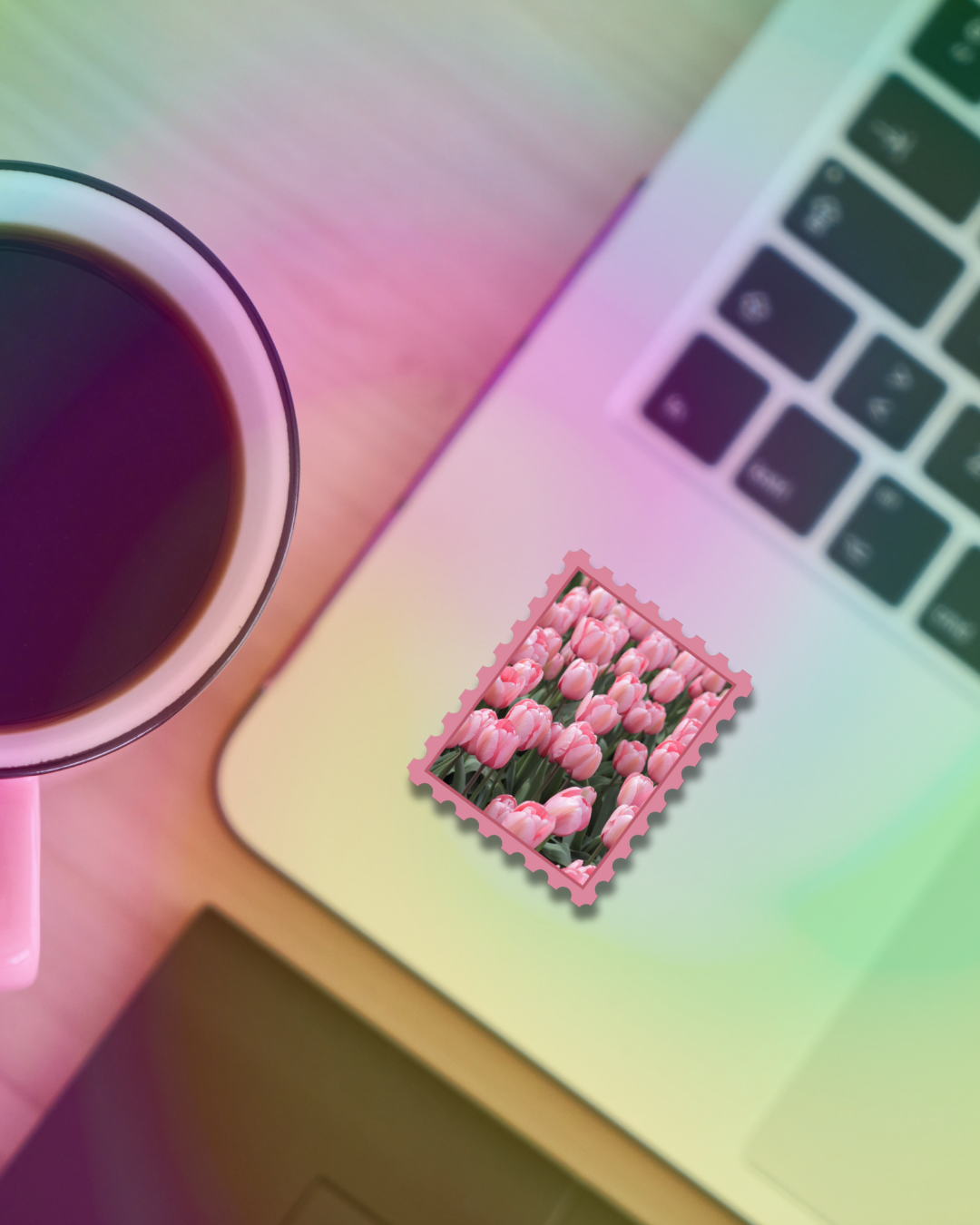 Pink Tulips Vinyl Sticker