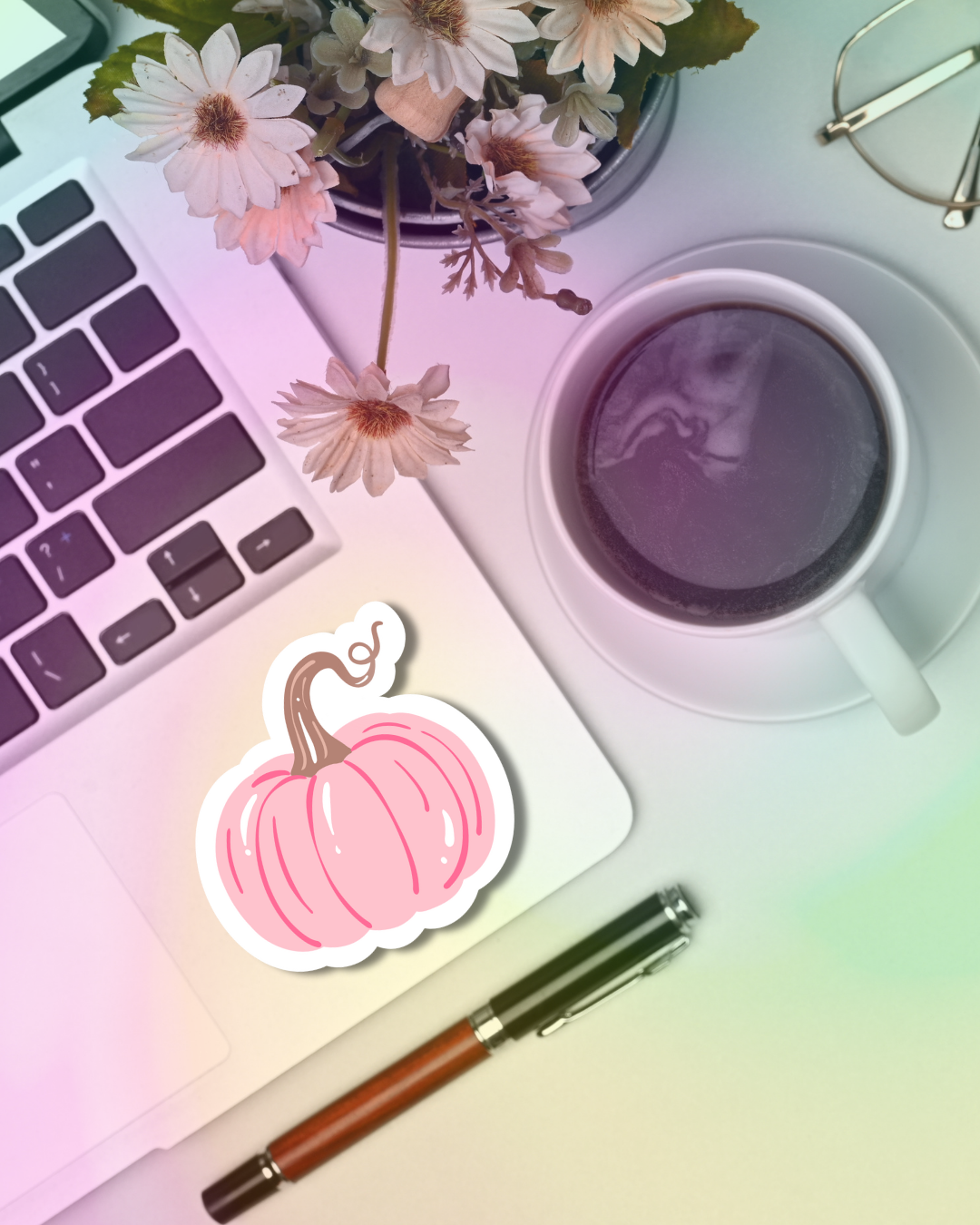 Pinkish Pumpkin Vinyl Sticker